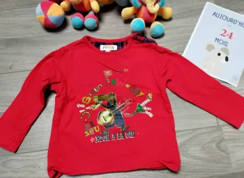 T shirt manches longues rouge Super cowboy 24 mois garçon La compagnie des petits