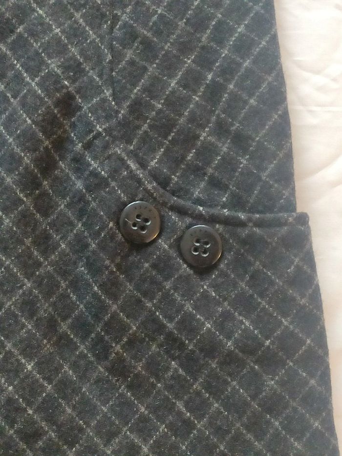 Robe Esprit grise à carreaux sans manches laine cintrée style vintage 38 parfait état - photo numéro 6