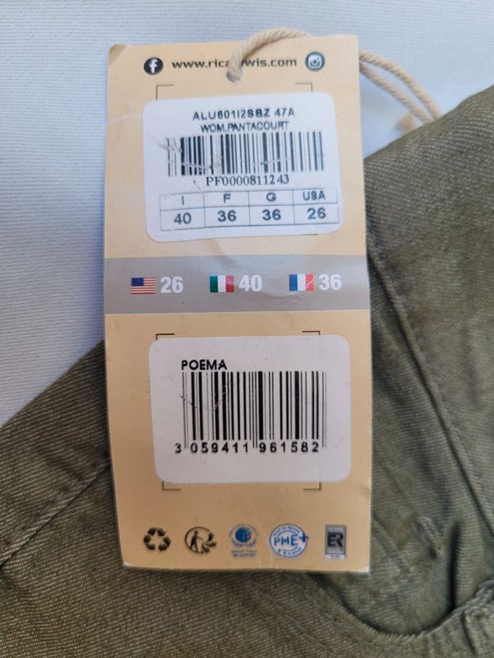 NEUF - Pantacourt Slim Fit Femme Poema Vert Rica Lewis Taille F36/ USA 26 - photo numéro 2