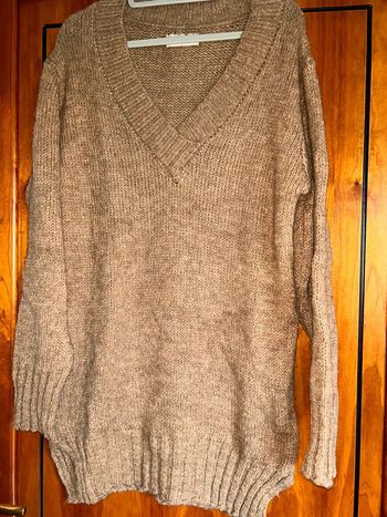 Robe pull/tunique maille marron col v April Vintage