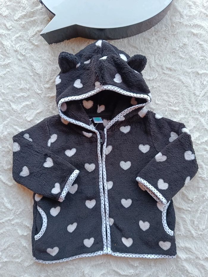 Gilet zippé avec capuche veste polaire Fille 6 mois cœur Tex Baby - photo numéro 2