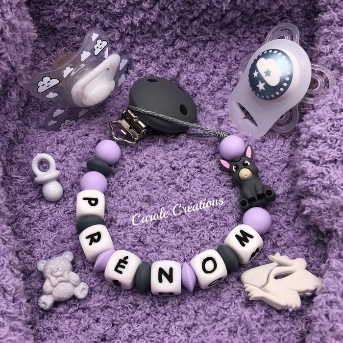 Attache tétine personnalisé en silicone âne 3d