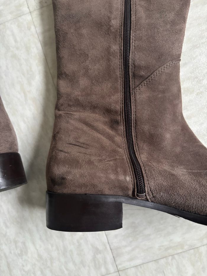 Bottes cavalière en daim vintage petit prix doublé cuir marron taille 40 - Topy - photo numéro 5