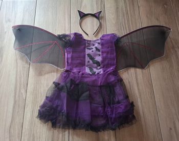 Costume de sorcière fille chauve souris violet 