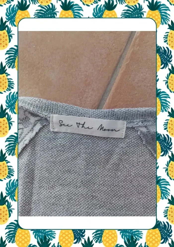 Pull gris motif fleur - photo numéro 6