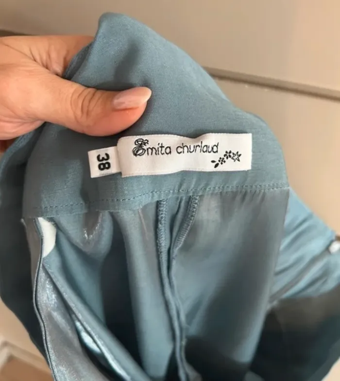 Émita churlaud pantalon sarouels bleu en 100 % soie, femme, taille 38 - photo numéro 3