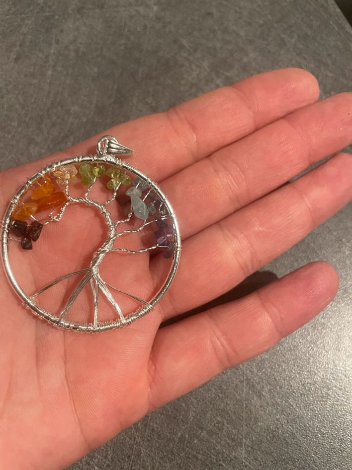 Pendentif grand arbre de vie - 7 chakras - Pierres naturelles - photo numéro 3