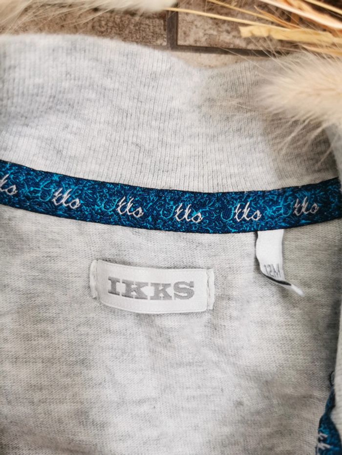 🌸Veste gilet capuche IKKS 12mois bleu gris - photo numéro 7