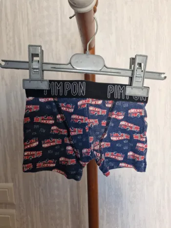 Boxer garçon 2-3 ans Tissaia motif camions de pompiers coton élasthanne