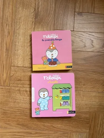 Lot 2 livres carton bébé Tchoupi première bougie & s’habille Nathan