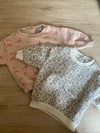 Lot de 2 pulls molletonné hiver fille imprimé fleurs/papillon 3mois Gémo