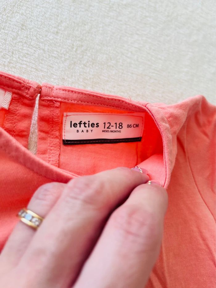 Ensemble tee shirt et short couleur rose corail 12-18 mois 86cm Lefties - photo numéro 4