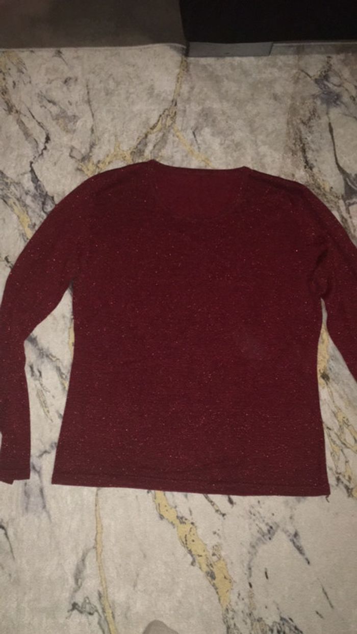 Pull bordeaux paillettes - photo numéro 2