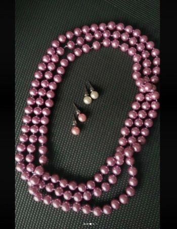 Lot Collier de perles rose avec boucles en perle