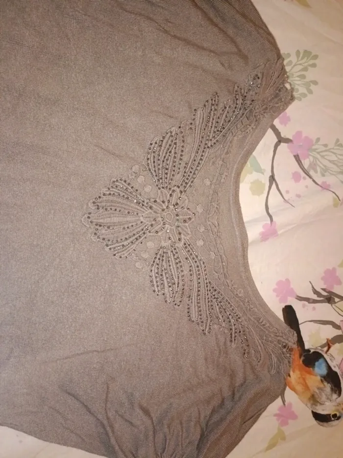 Haut cmp55 36 strass taupe - photo numéro 2