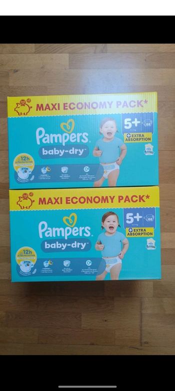 2 maxis economy packs Pampers baby dry taille 5+