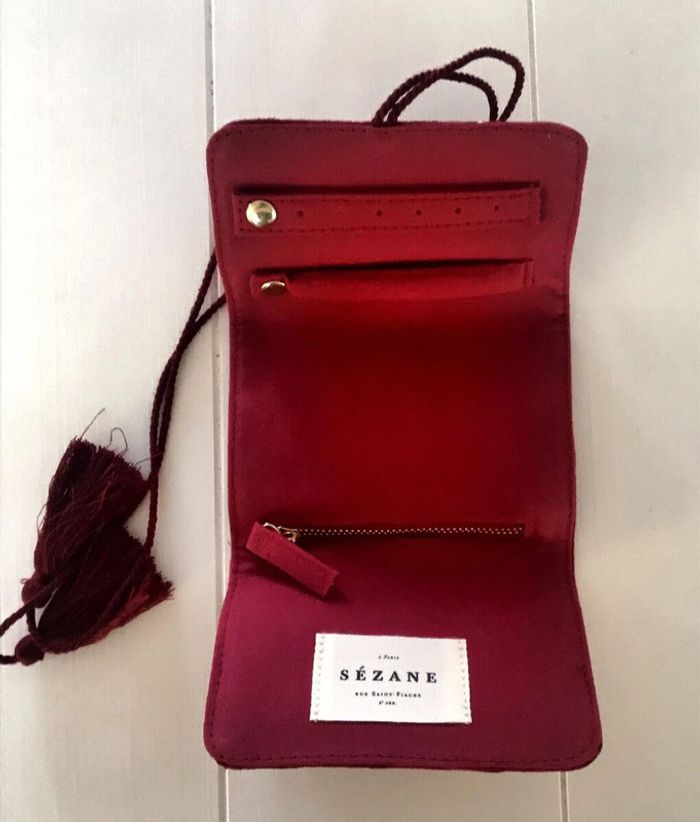 Mini pochette bijoux bordeaux à pois dorés - photo numéro 3
