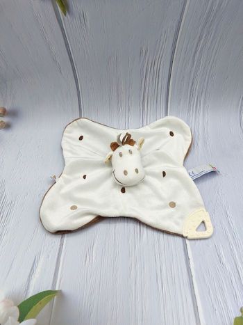 Doudou plat vache âne cheval blanc marron P’tit bisou Aubert grelot dentition sos doudou