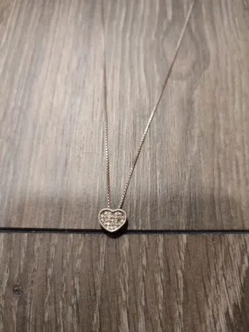 Collier coeur en argent strass