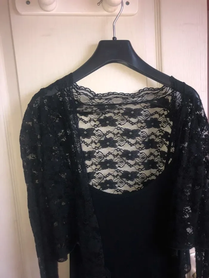 robe noir dentelle avec gilet intégré fête - photo numéro 5