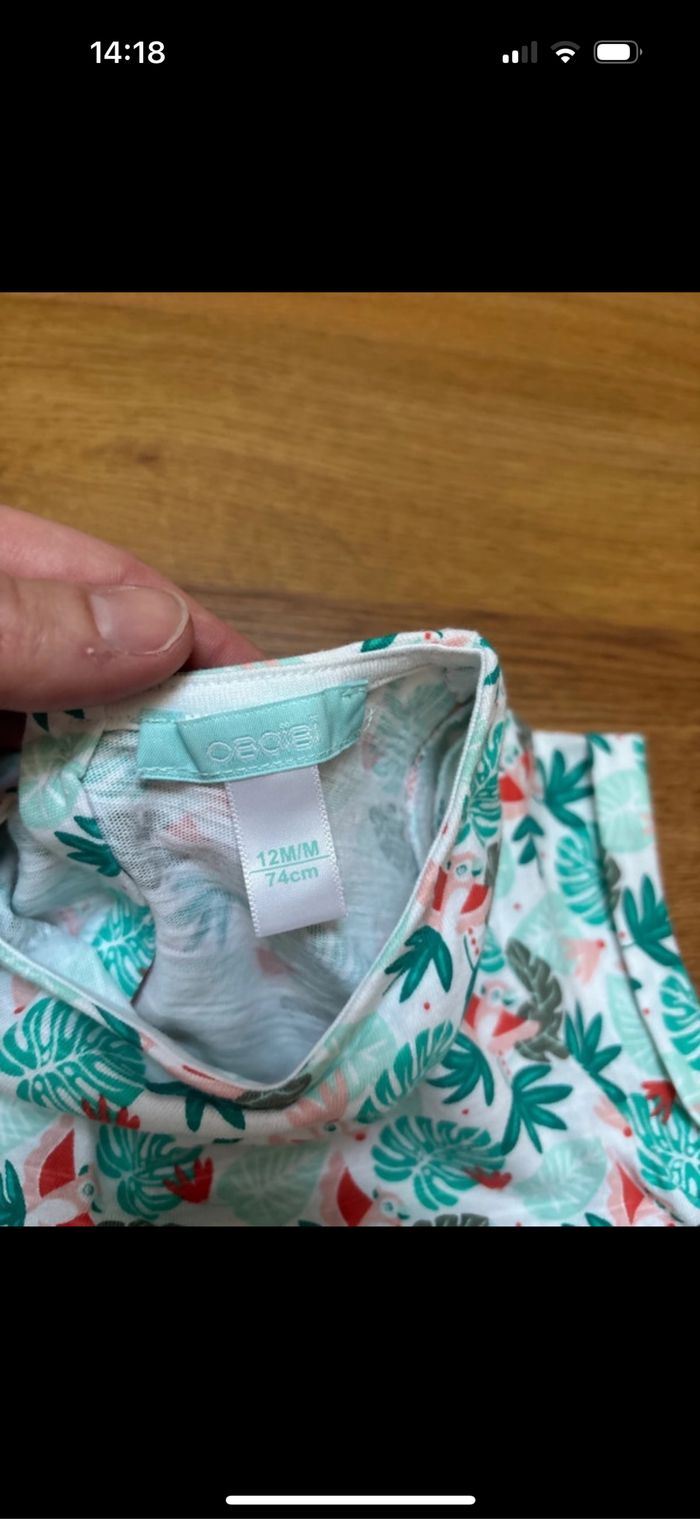 Ensemble robe et bloomer été bébé fille obaibi 12 mois neuf - photo numéro 4