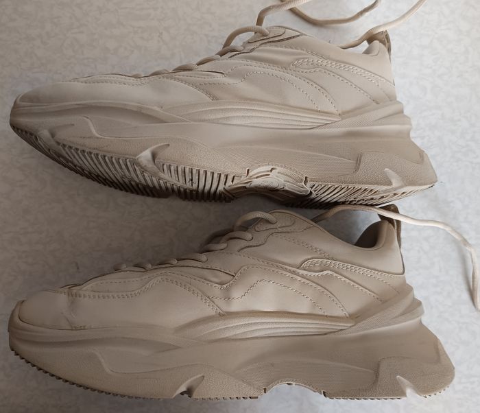 Basket Sneaker Skate Bershka Taille 41 Homme Beige Semelle épaisse - photo numéro 6