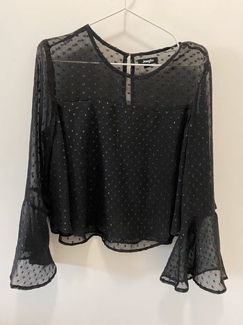 340 - blouse noir doublé avec jeu de transparence