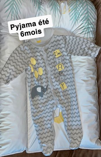 Pyjama été en coton gris éléphant 6mois gemo