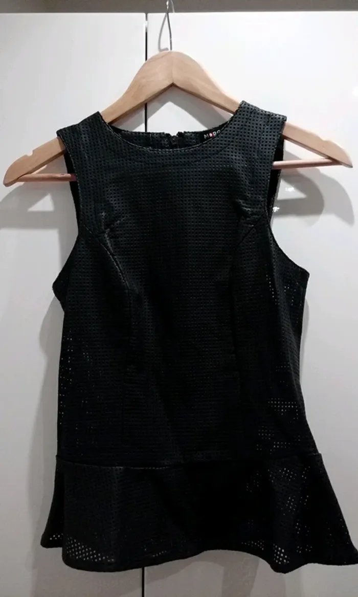 Top péplum noir sexy ajouré Morgan T.36