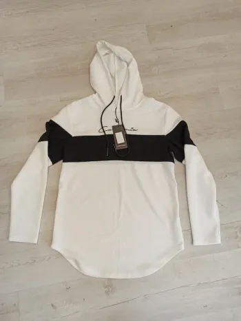 Pull fin manches longues blanc et noir homme xl