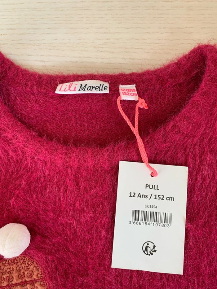 Pull « Winter Mood » fuchsia Lili Marelle 12 ans neuf - photo numéro 3