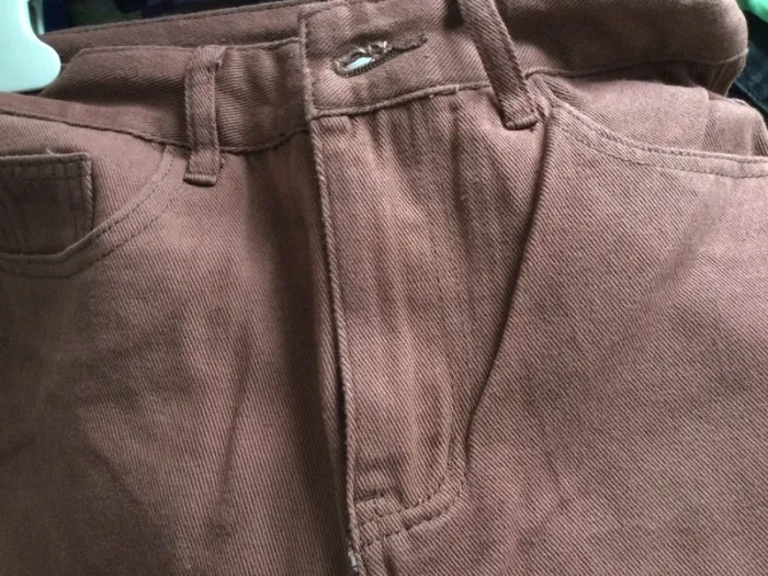 Pantalon jean marron jambes larges taille xs - photo numéro 4