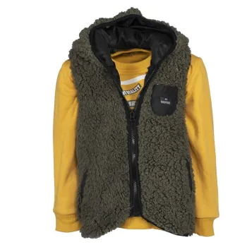 Ensemble pull + doudoune sans manche Hashtag jaune/gris Garçon Taille 2 ans Neuf