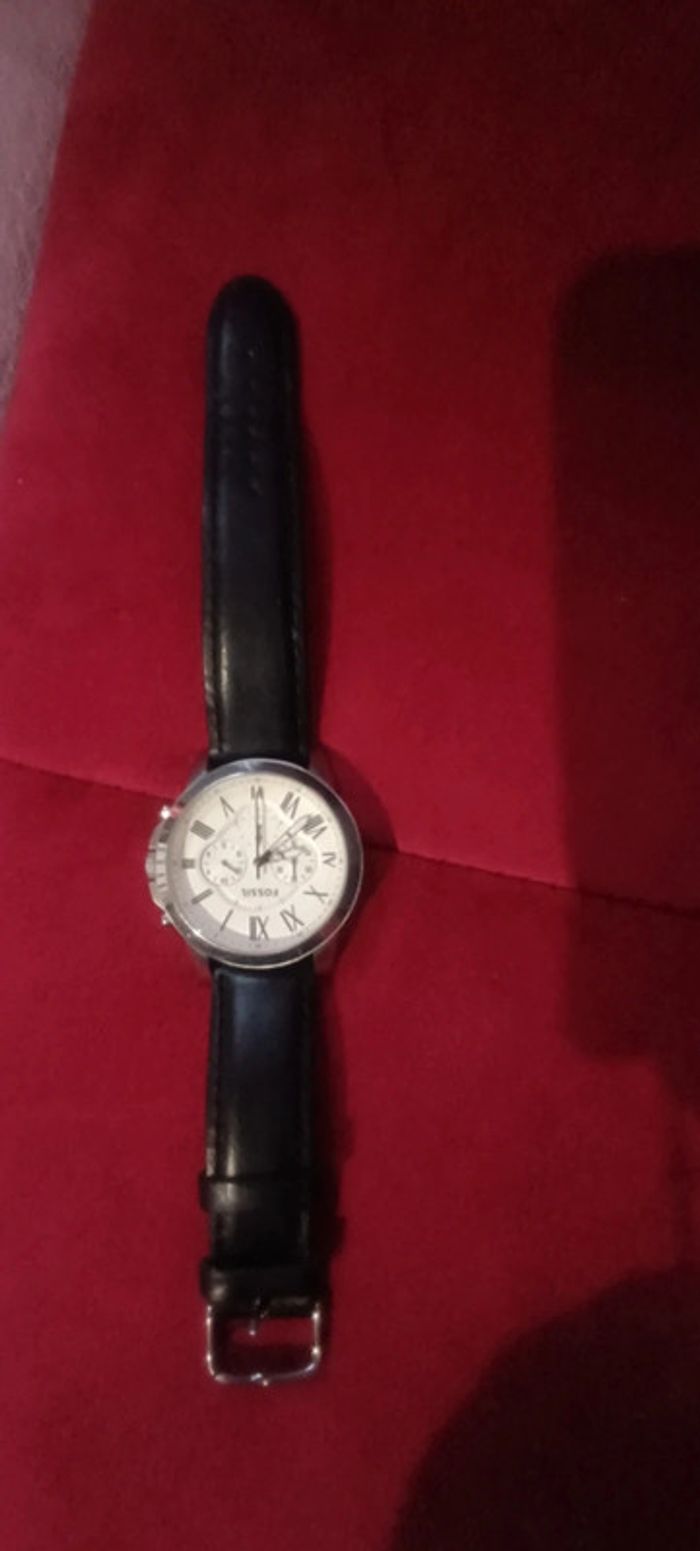Montre cuir noir fossil