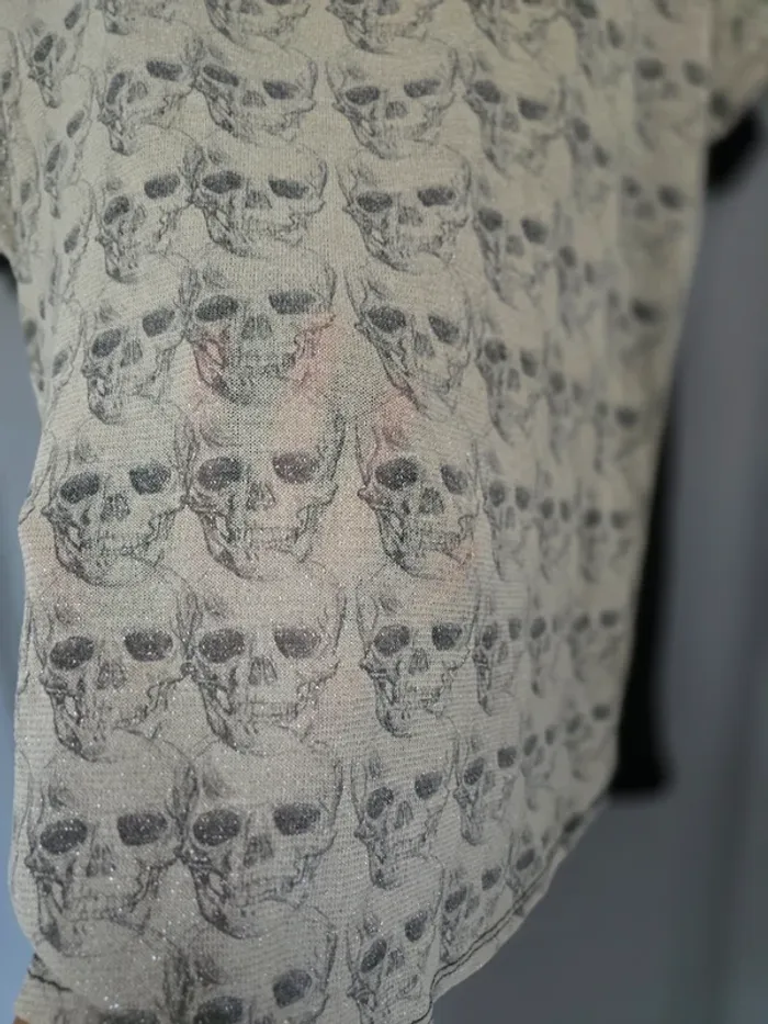 T shirt femme Têtes de mort écru S - photo numéro 2