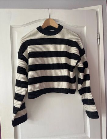 Pull côtelé marinière - Bershka - Taille XS, coupe courte