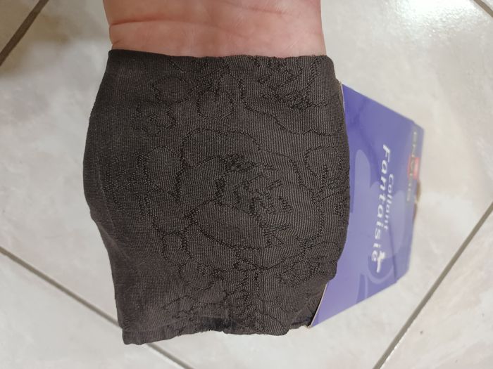 Collant marron fantaisie fleurs - photo numéro 2