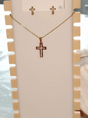 Parure Collier-boucle D'oreille dorée ⭐Croix