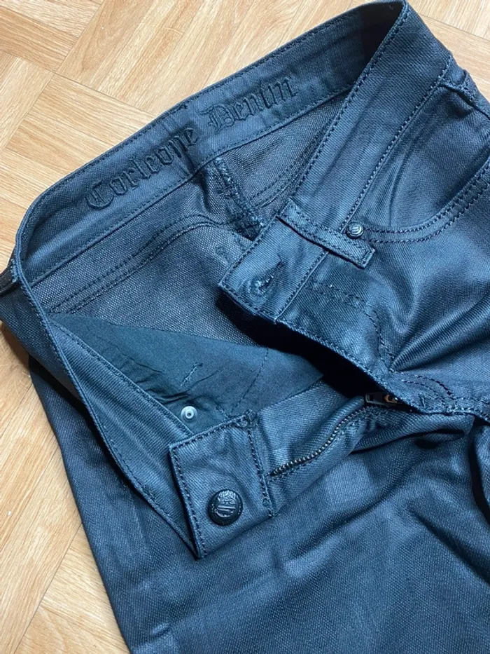 Pantalon jean noir satiné et brodé Corleone (NEUF) - photo numéro 3