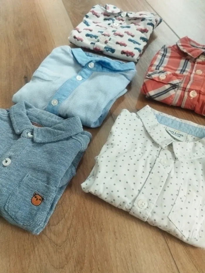 Lot de 5 chemises garçon taille 9 mois - photo numéro 2