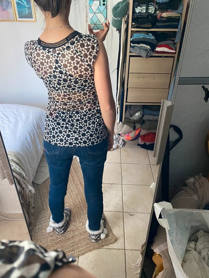 Top en voile vintage noir et blanc - photo numéro 6