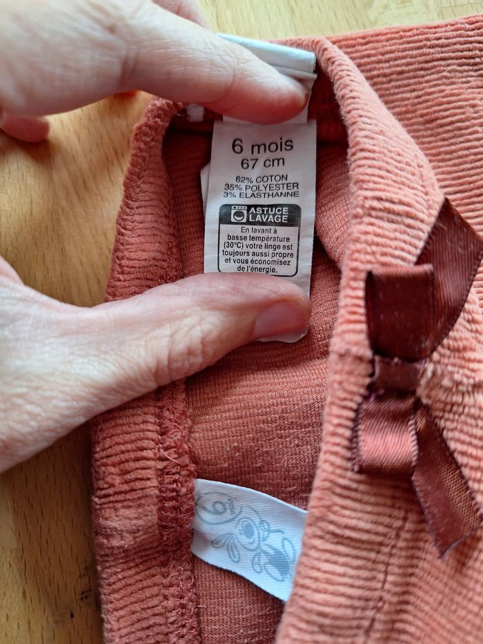 pantalon legging chaud corail saumon - bébé fille 6 mois - U - photo numéro 4