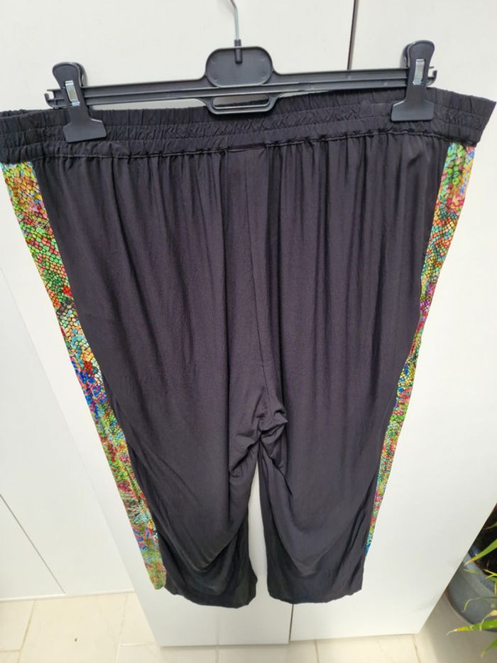 Pantalon Palazzo Noir Imprimé Serpent Multicolore Jambes Larges Taille Elastique - photo numéro 6