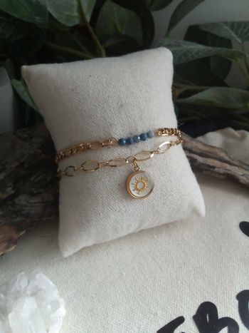 Bracelet bohème double pierres et acier