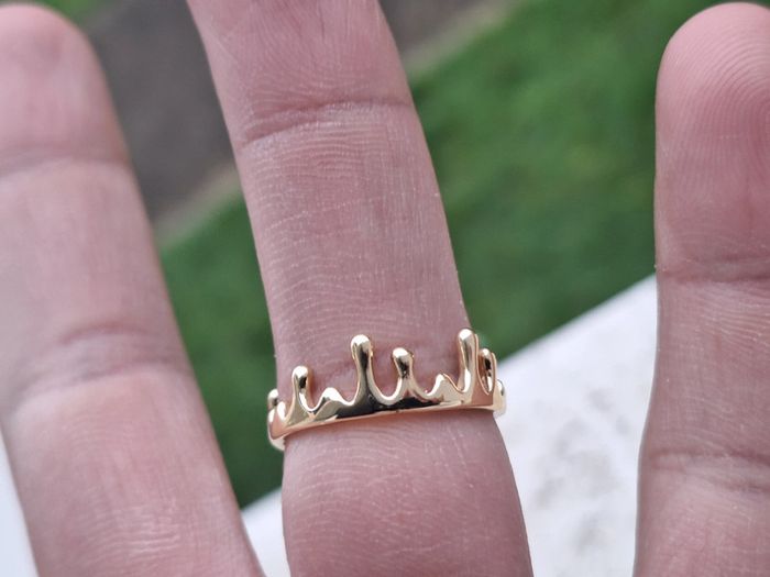 Bague ouverte dorée en acier inoxydable ajustable – Bague de fiançailles, cadeau élégant - photo numéro 4