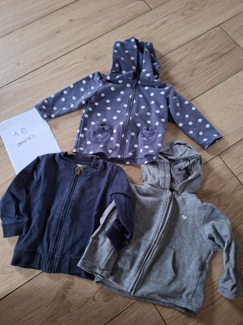 Lot vestes gilets zippés bébé fille 18 mois 
