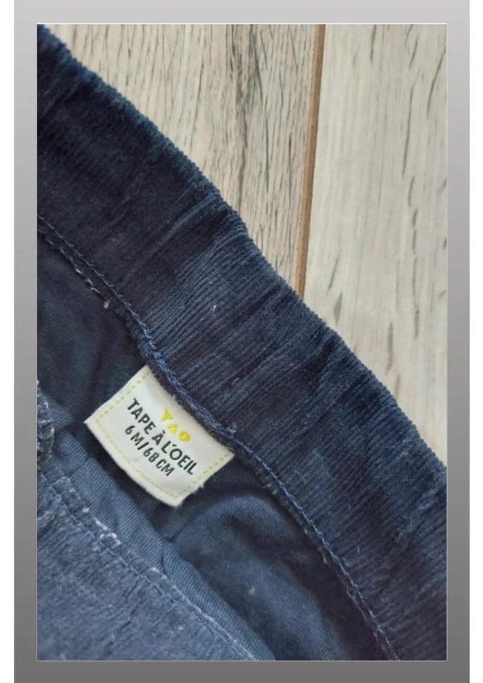 Pantalon hiver velours tape à l œil 6 mois  bleu marine - photo numéro 2