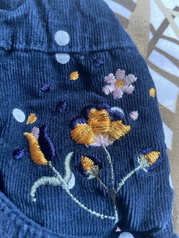 Jupe en velour bleu marine à point blanc taille 12 ans marque lilimarelle - photo numéro 2