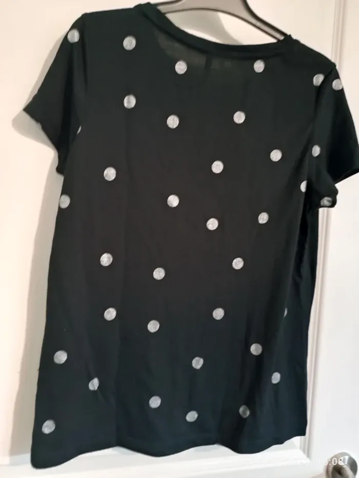 Tee shirt noir à pois argenté Only - photo numéro 2