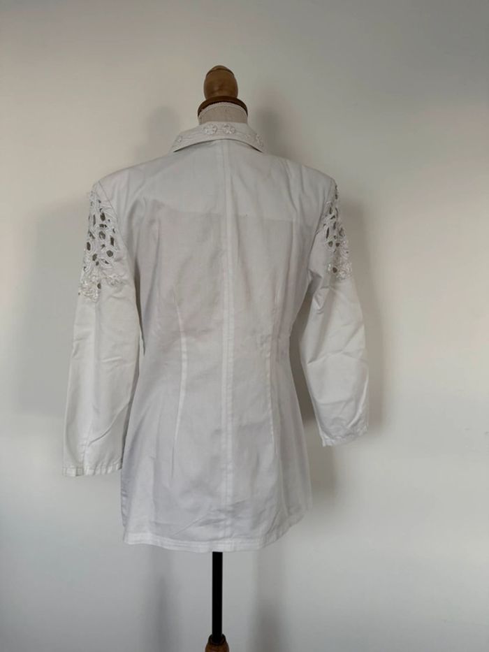 Veste blazer dentelle broderie vestido stretch denim manches vest manteau blouson Giacca jacket - photo numéro 3